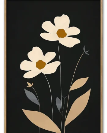 Cream   Petals   On   Black   29   7x42   Cm