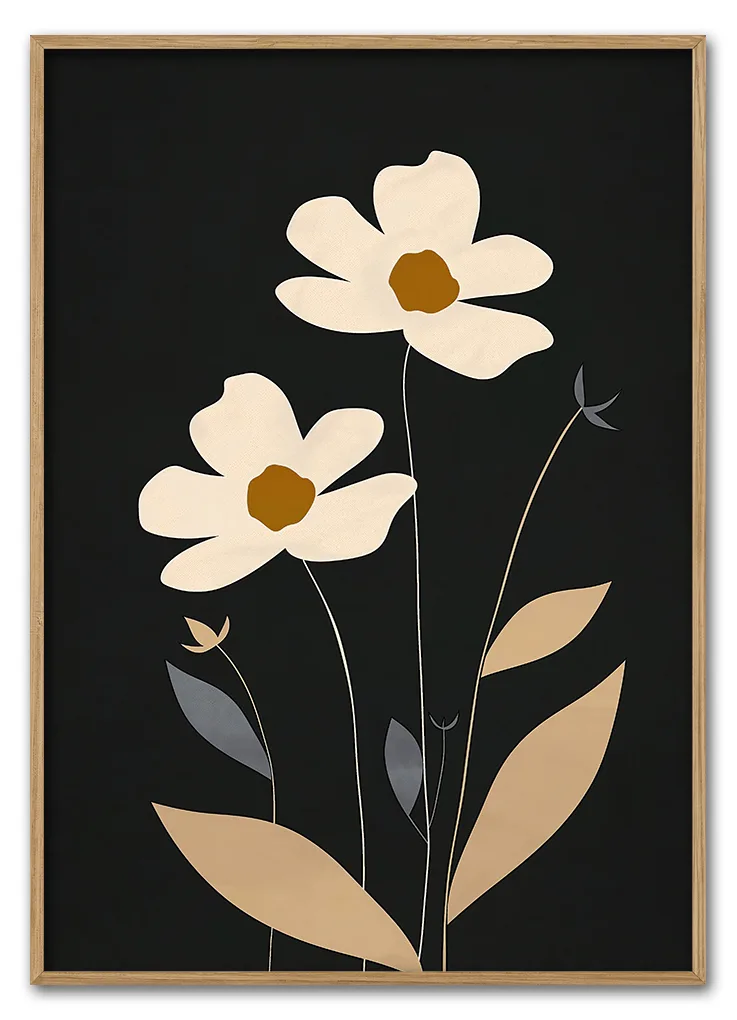 Cream Petals On Black 29 7x42 Cm