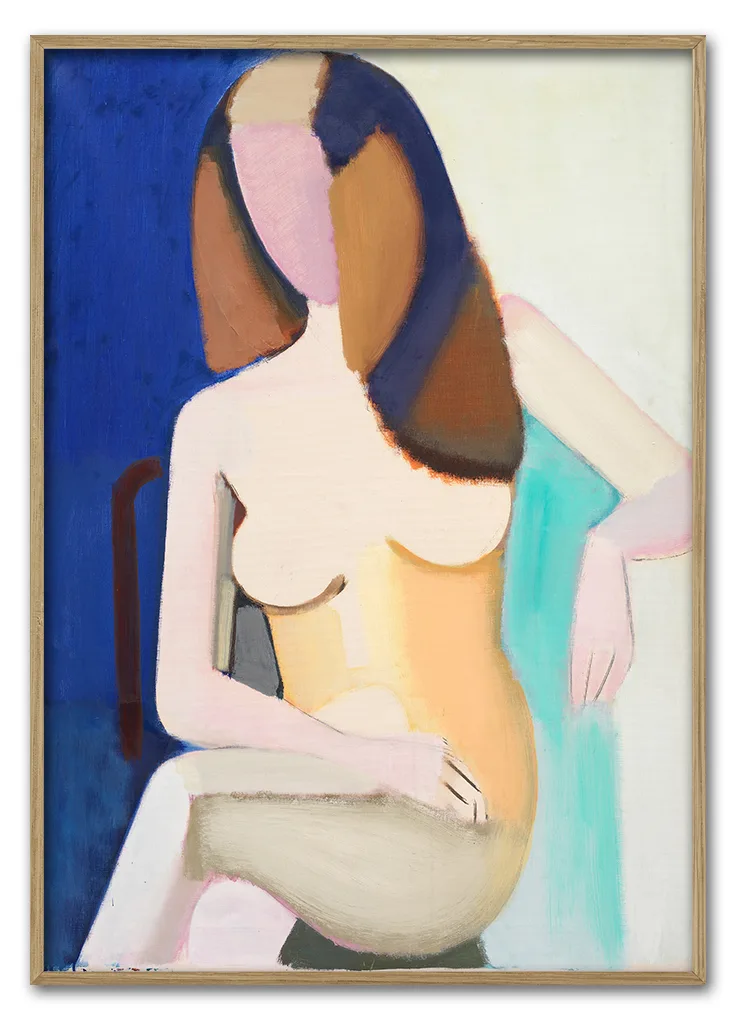 Cubist Nude In Chair 29 7x42 Cm