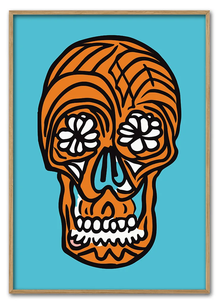 Flower Skull In Orange 29 7x42 Cm