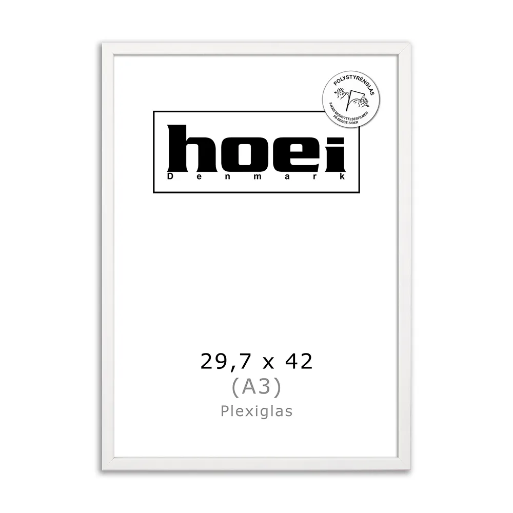 Hvid Træramme 29 7x42 A3 Plexiglas