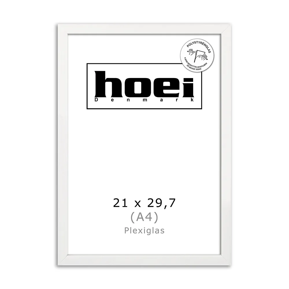 Hvid Træramme 21x29 Cm A4 Plexiglas