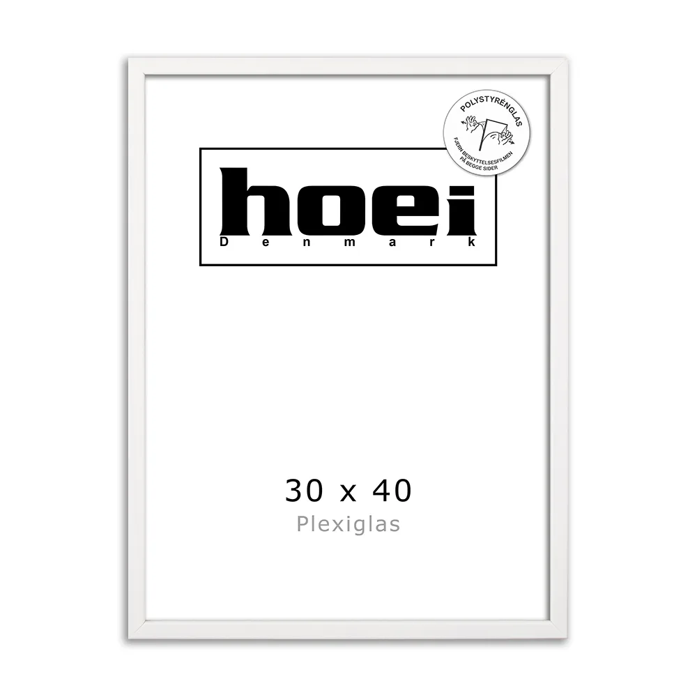 Hvid Træramme 30x40 Cm Plexiglas