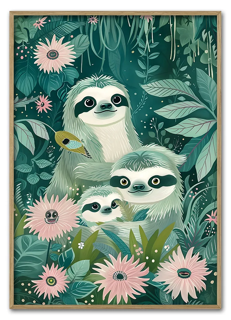 Jungle Sloth Family 29 7x42 Cm