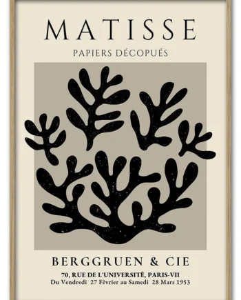 Matisse   Coral   Form   No    07    Black   On   Beige    29   7x42   Cm