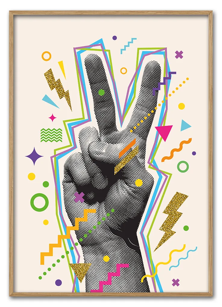 Neon Peace Hand 29 7x42 Cm
