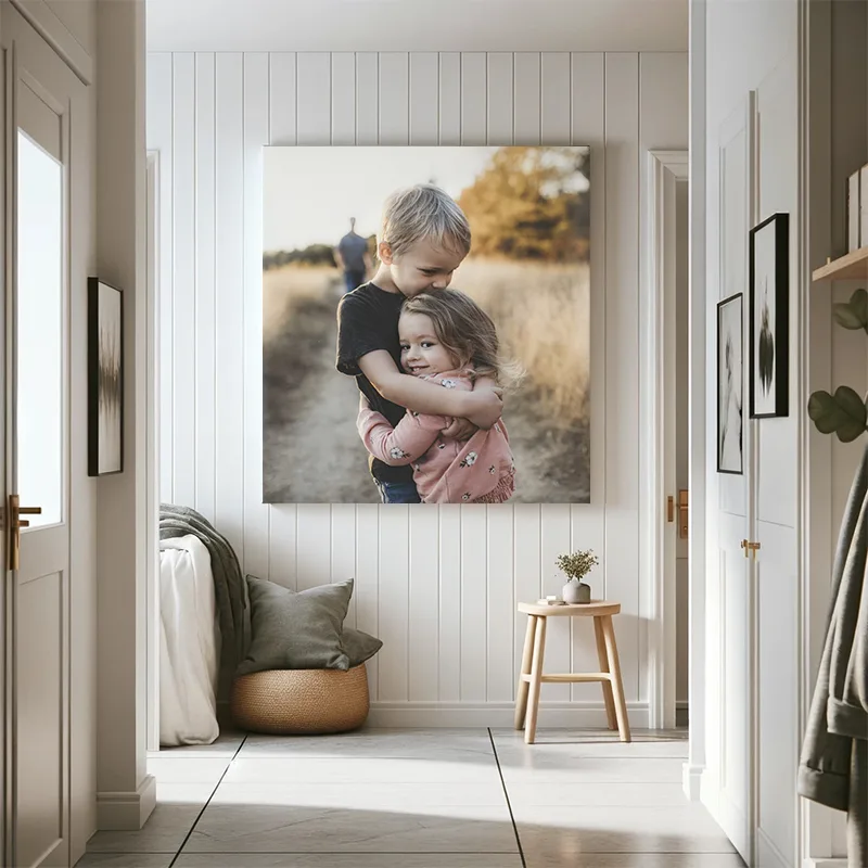 Print På Lærred Landskab 70x70 Cm Sølv Svæveramme