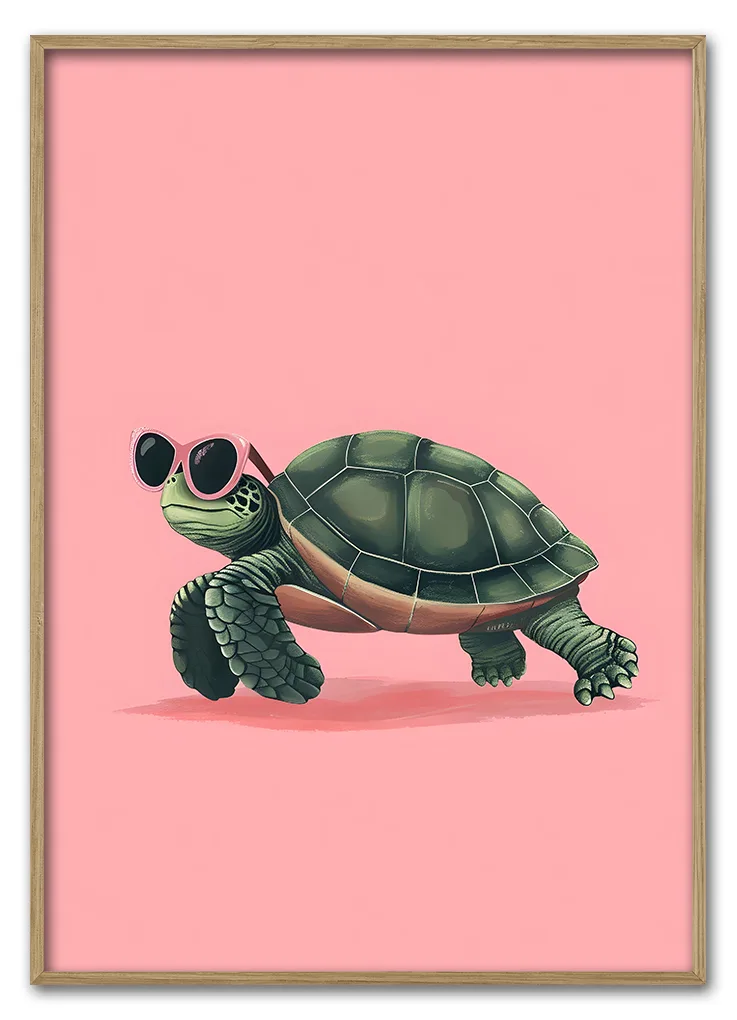Turtle On Pink 29 7x42 Cm