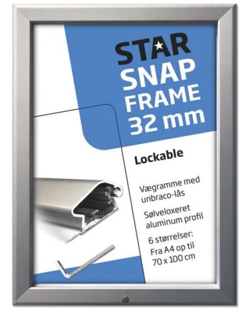 Alu   Klapramme   Med   Lås    Sølv    32   Mm   Profil