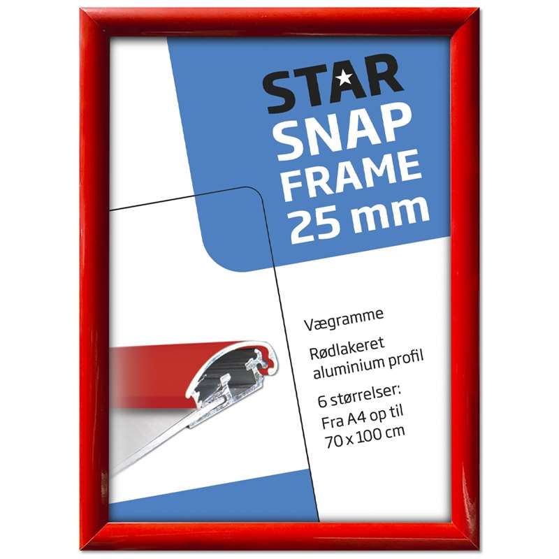 Alu Klapramme Rød 25 Mm Profil