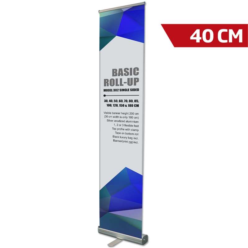 Basic Roll - Up Kassette Enkeltsidet Alu Sølv 40 Cm