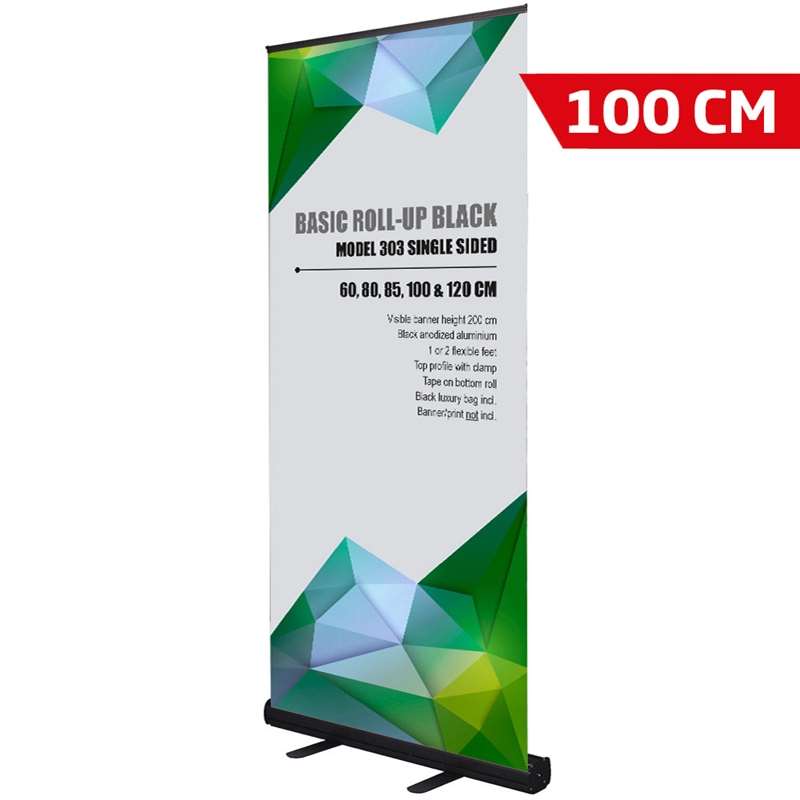 Basic Roll - Up Kassette Enkeltsidet Sort 100 Cm