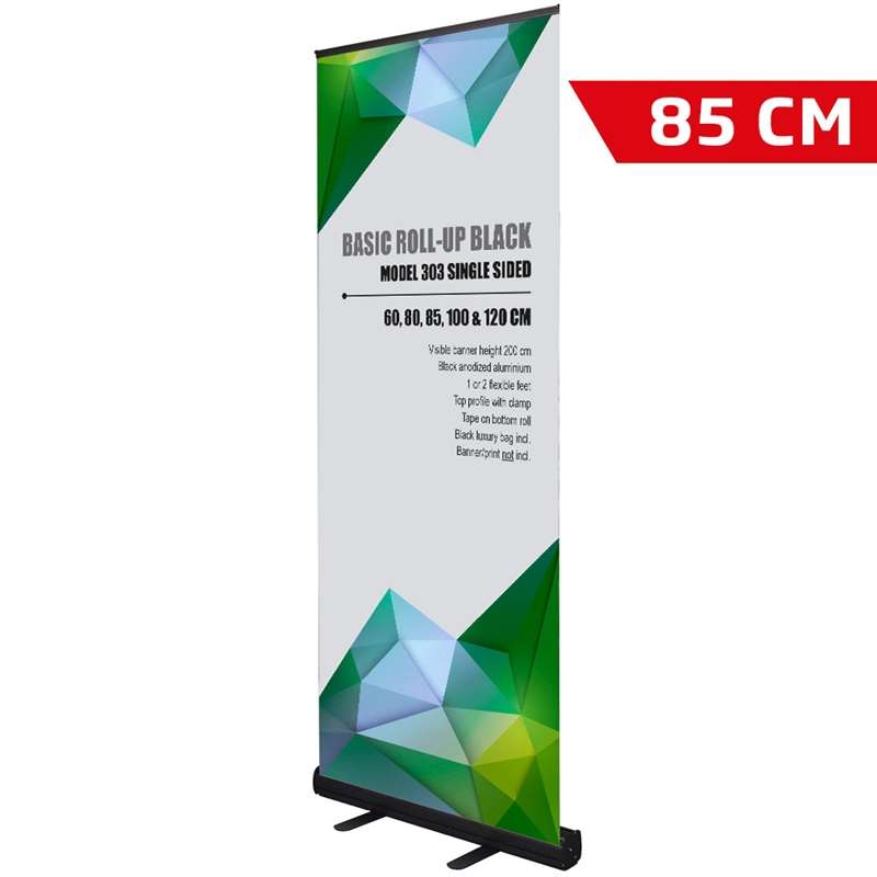 Basic Roll - Up Kassette Enkeltsidet Sort 85 Cm