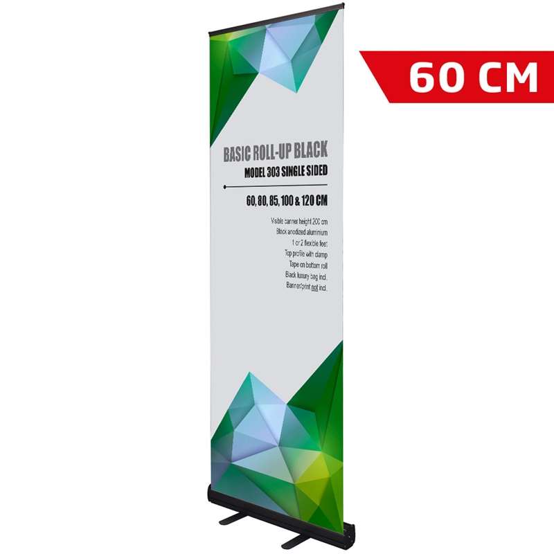 Basic Roll - Up Kassette Sort Enkeltsidet 60 Cm