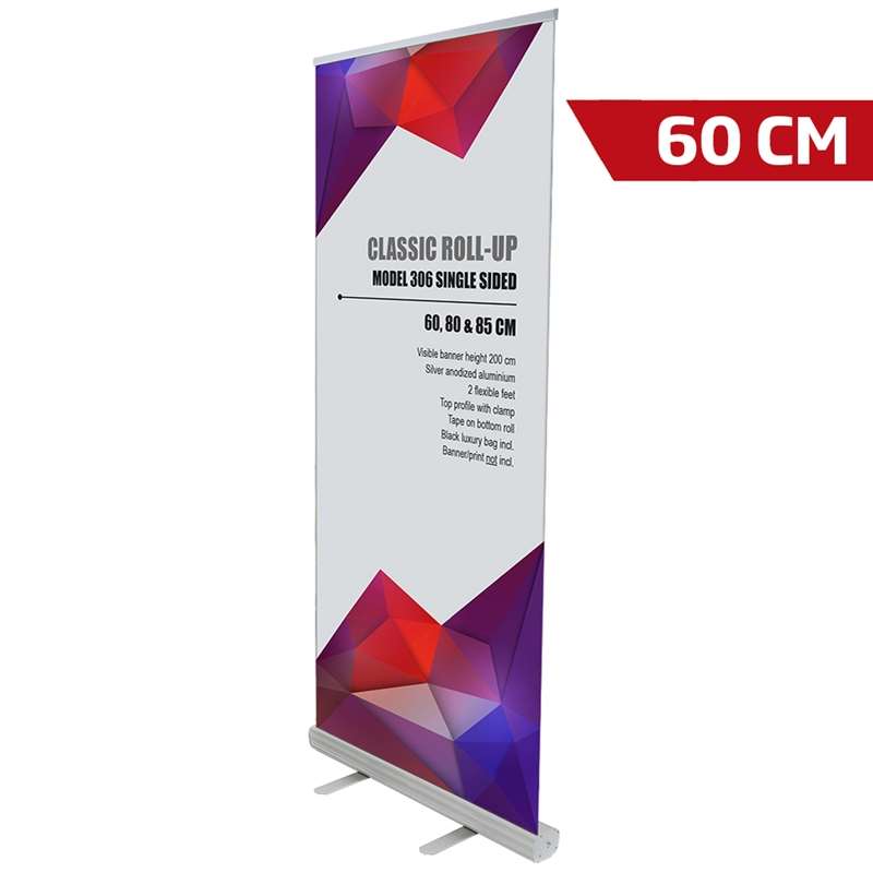 Classic Roll - Up Enkeltsidet Alu Sølv 60 Cm Inkl Taske Og Bannerprint