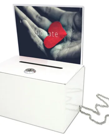 Donation   Box    Hvid    Med   Kæde