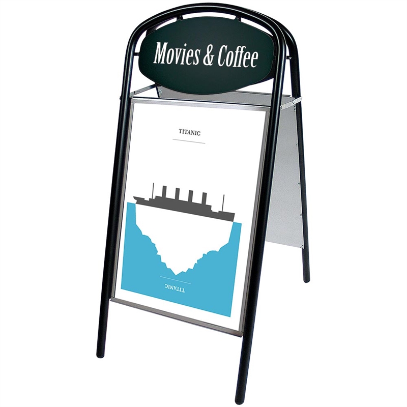 Expo Ellipse Gadeskilt Med Logoplade 50 X 70 Cm Sort