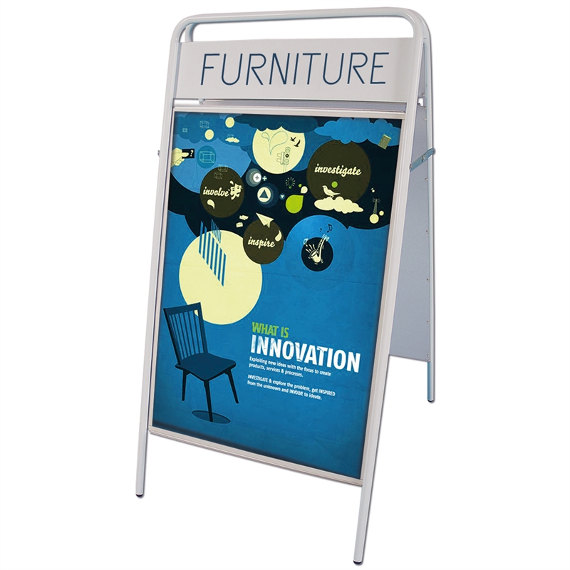 Expo Sign Gadeskilt Med Logoplade Hvid 70 X 100 Cm
