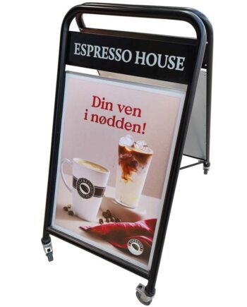 Expo   Sign   Lux   Gadeskilt   Med   Hjul   Og   Logoplade    Sort    50   X   70   Cm