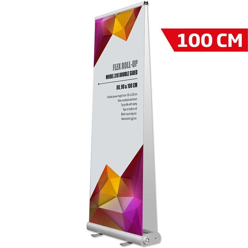 Flex Roll - Up Kassette Dobbeltsidet Alu Sølv 100 Cm