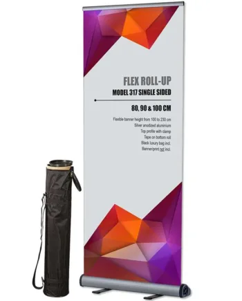Flex   Roll - Up   Enkeltsidet   80x230   Cm   Sølv   Med   Banner   Og   Print