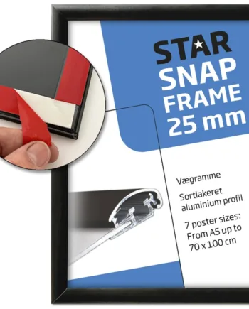 Klapramme    Fast - Fix    Med   Tape    Alu   Sort    25   Mm   Profil    A5