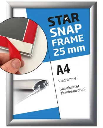 Klapramme   Fast - Fix    Med   Tape   På   Bagsiden    Alu   Sølv    25   Mm    A4
