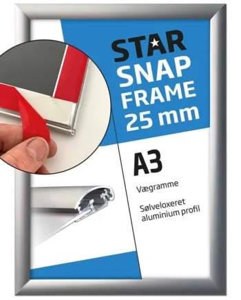 Klapramme   Fast - Fix    Med   Tape   På   Bagsiden    25   Mm   Alu   Sølv    A3