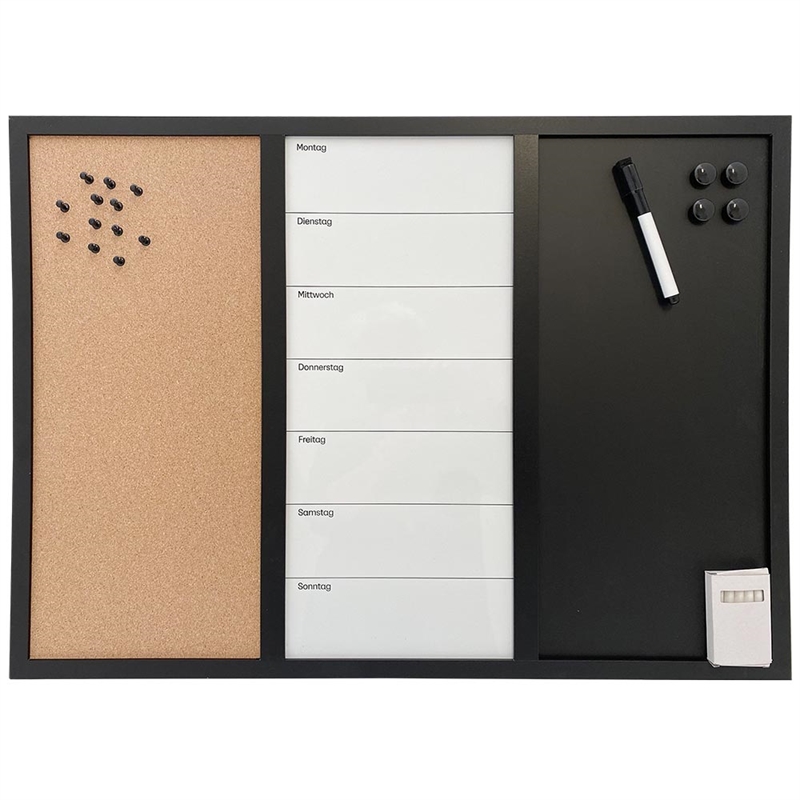 Kombitavle Med Kork - Og Kridttavle Whiteboard Ugeplan På Tysk