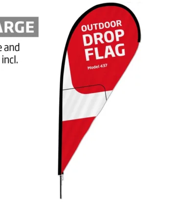 Udendørs   Dråbeformet   Flag    Large    Med   Sort   Stang   Og   Flag