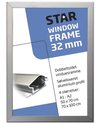 Vinduesramme    Dobbeltsidet    Alu   Sølv    32   Mm   Profil
