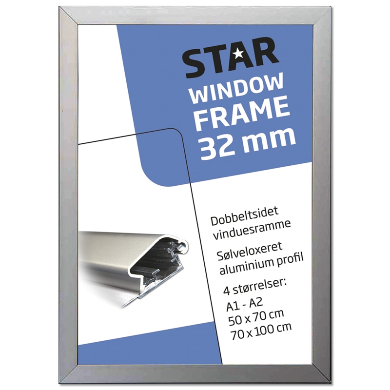 Vinduesramme Dobbeltsidet Alu Sølv 32 Mm Profil