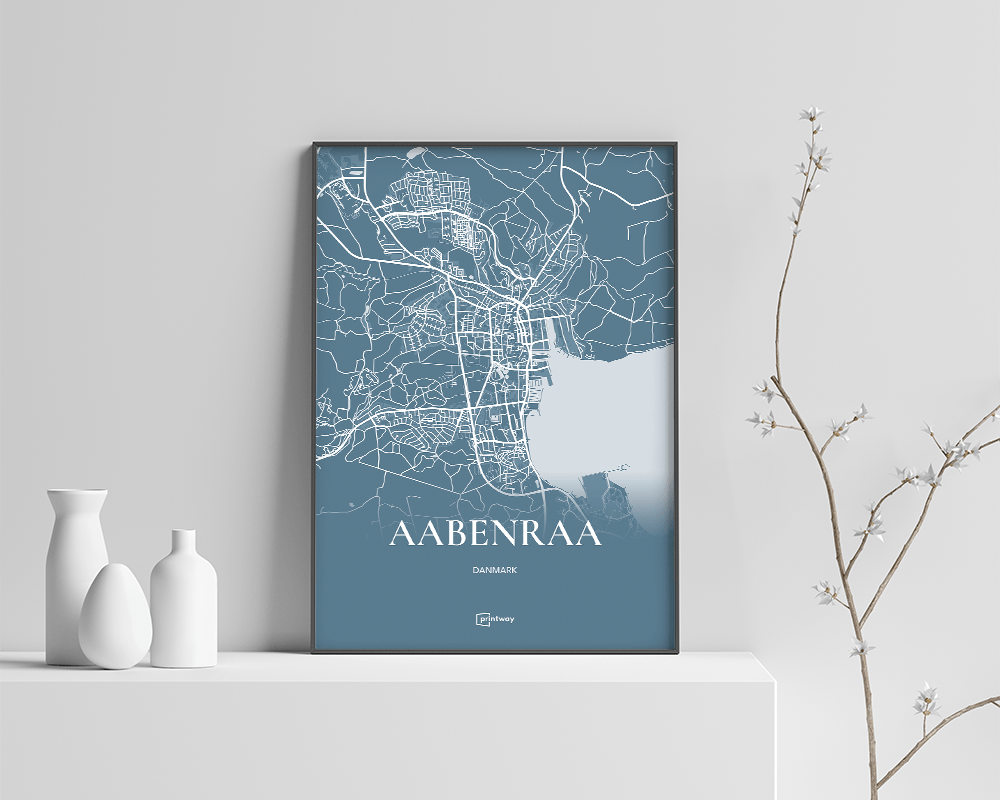 Aabenraa Plakaten Fuldt Kort Havblå 21 30 Cm  A4
