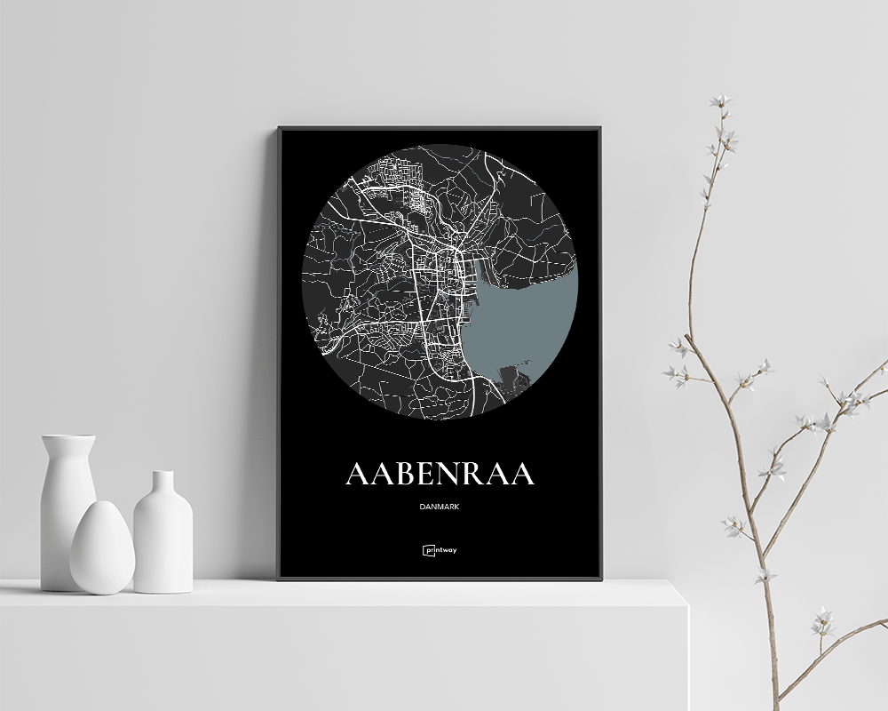 Aabenraa Plakaten Rundt Kort Sort 30 42 Cm  A3