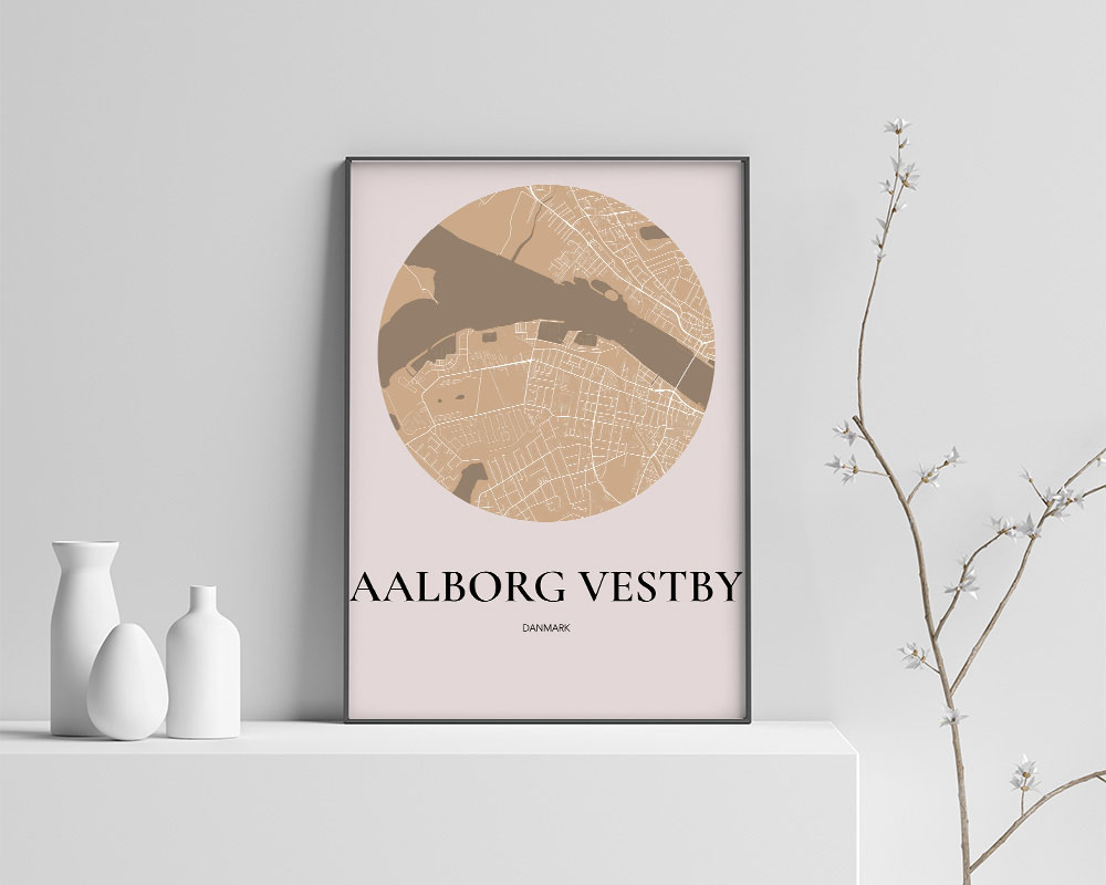 Aalborg Vestby Plakaten Rundt Kort Guld 60 84 Cm  A1