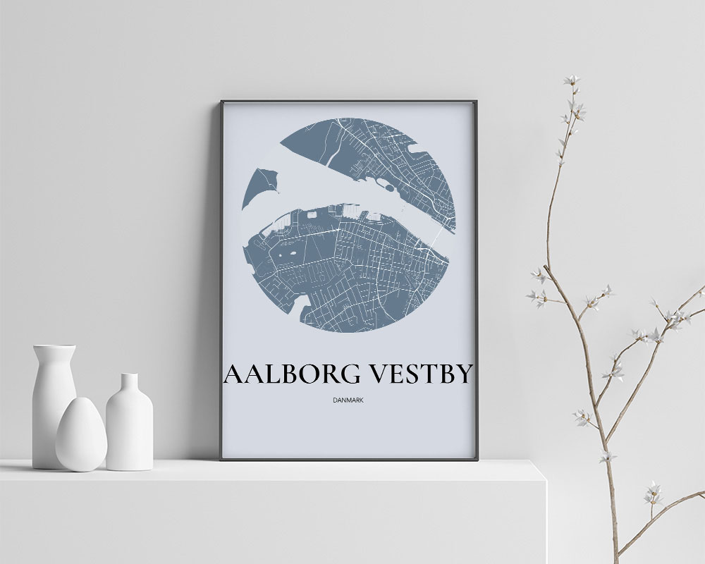 Aalborg Vestby Plakaten Rundt Kort Havblå 42 60 Cm  A2