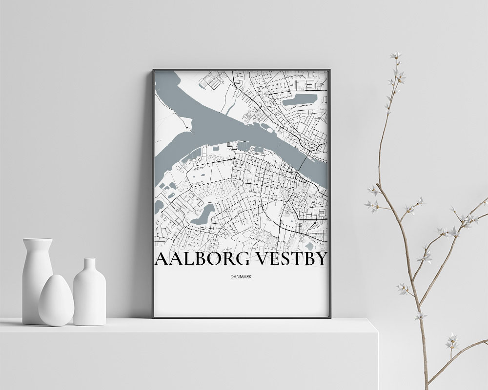 Aalborg Vestby Plakaten Fuldt Kort Hvid 21 30 Cm  A4