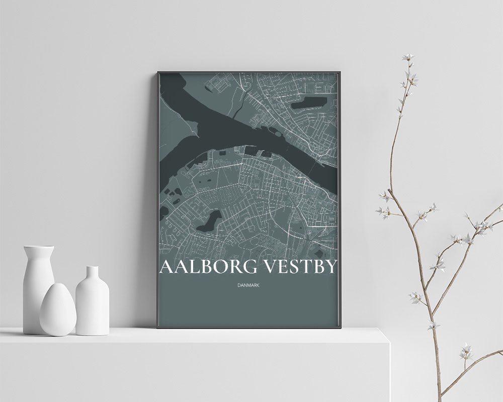 Aalborg Vestby Plakaten Fuldt Kort Skovgrøn 21 30 Cm  A4