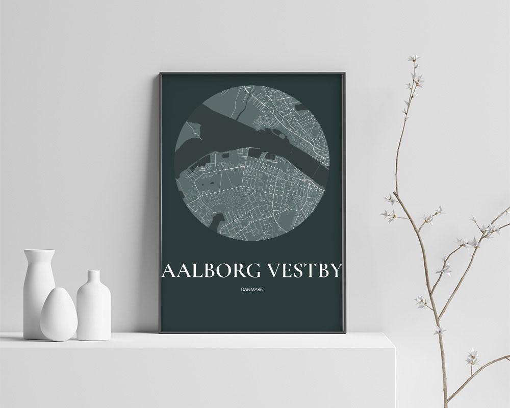 Aalborg Vestby Plakaten Rundt Kort Skovgrøn 50 70 Cm  B2