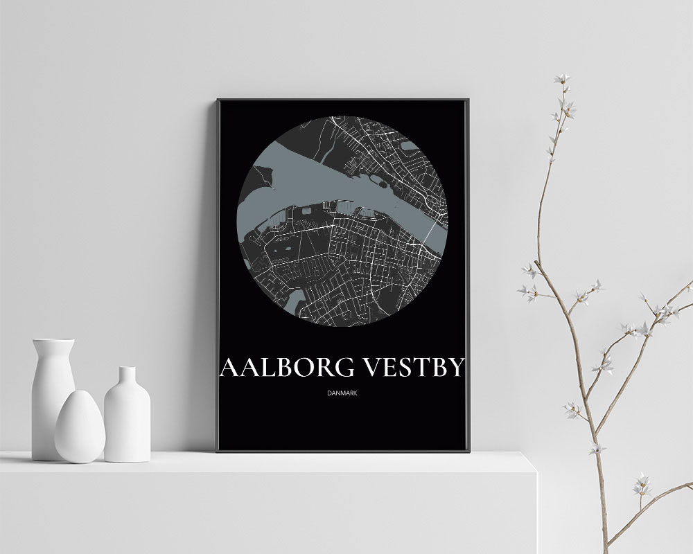 Aalborg Vestby Plakaten Rundt Kort Sort 21 30 Cm  A4