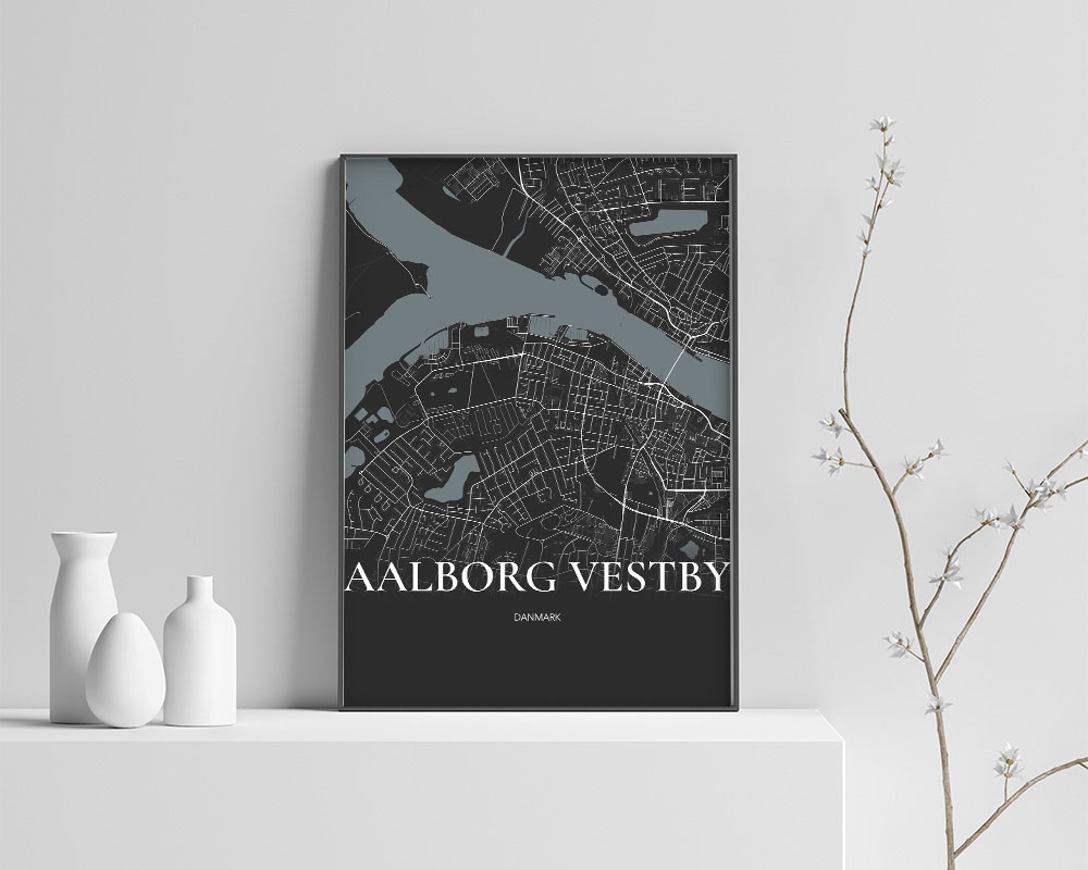 Aalborg Vestby Plakaten Fuldt Kort Sort 50 70 Cm  B2