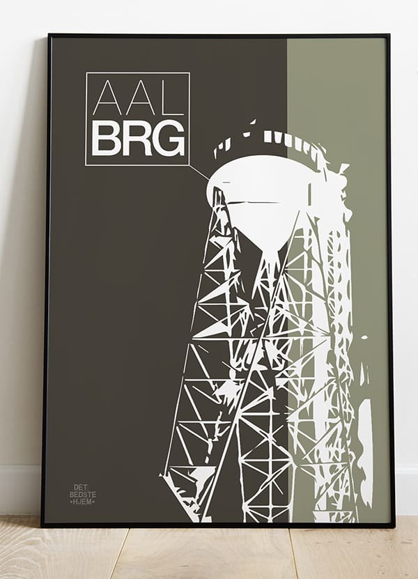 Aalborg - Plakat Med Aalborg Tårnet Tofarvet 21 X 29 A4 Kr 199 -