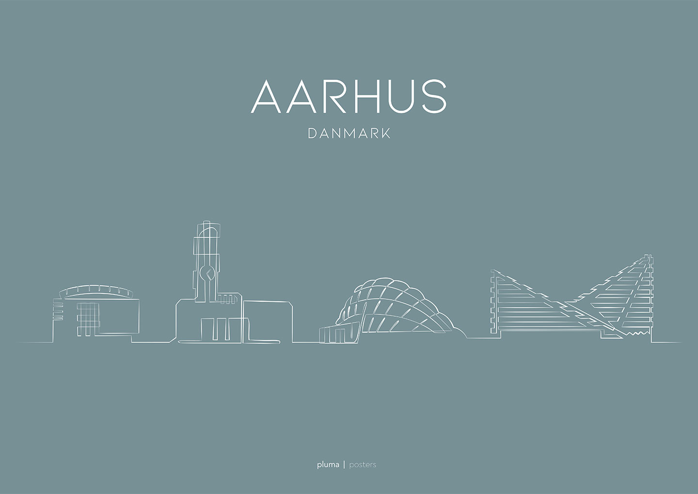 Aarhus   Dusty   Blue   Af   Pluma   Posters