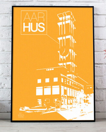 Aarhus - Plakat   Med   Rådhustårnet   Stor    Gul    21   X   29        A4    Kr    199  -