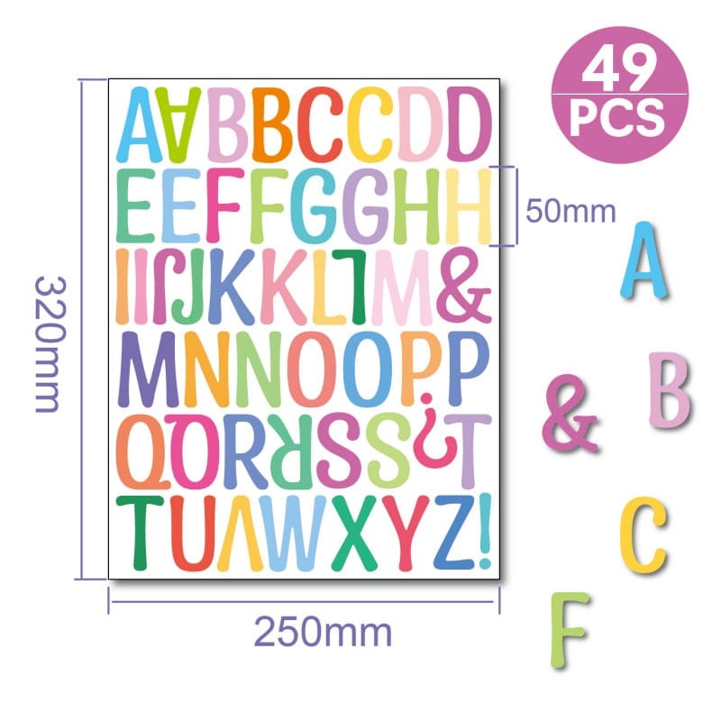 Alfabet   Wallsticker   Med   Farverige   Bogstaver    Store   Bogstaver    A   Til   Z