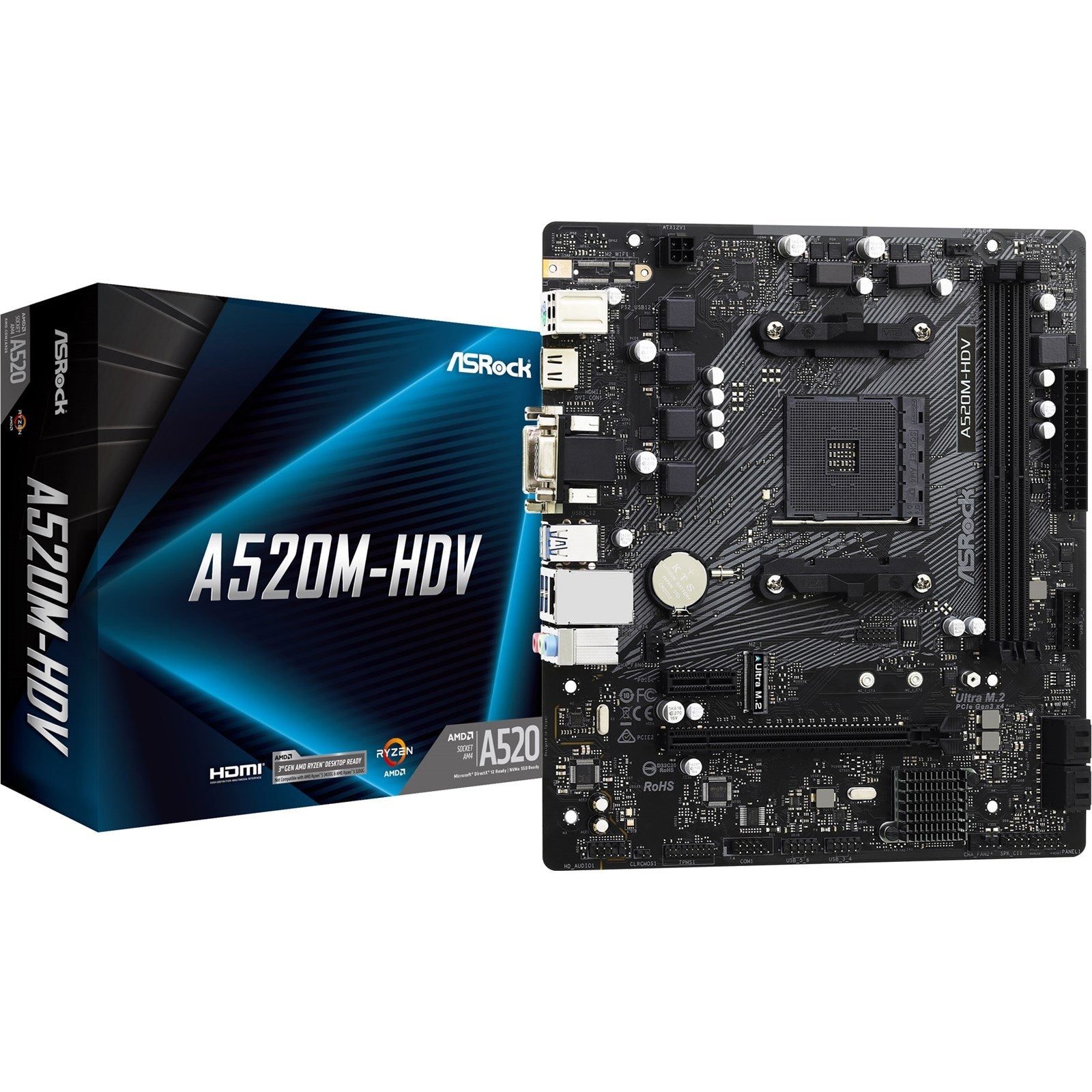 Asrock   A520m - Hdv   Micro - Atx    Am4   Amd   A520   Bundkort