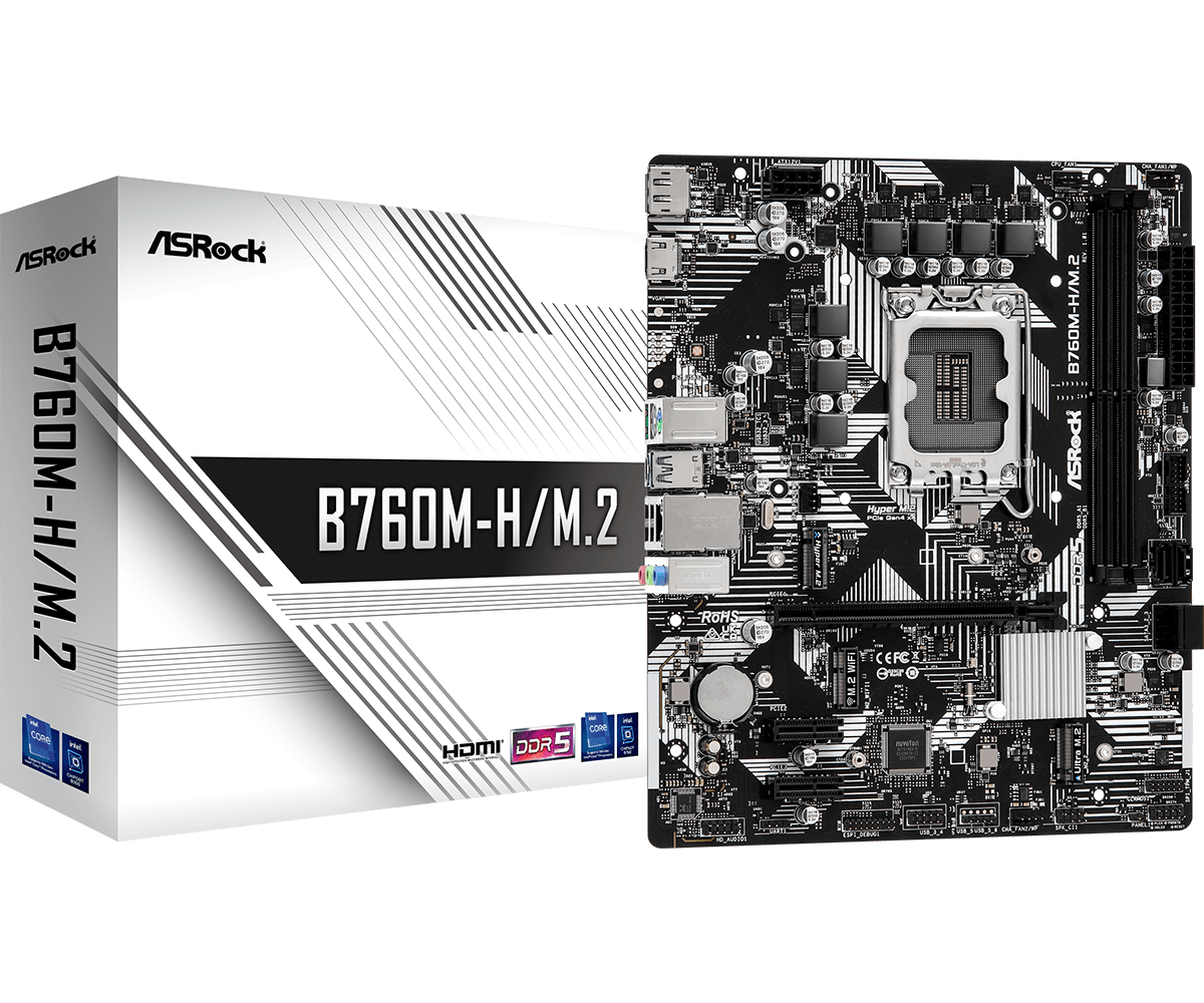Asrock   B760m - H   M       Matx   Ddr5   Lga1700   Bundkort