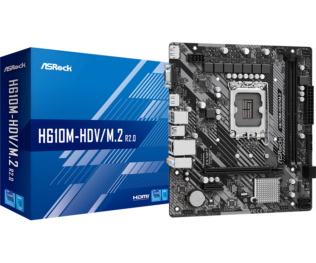 Asrock   H610m - Hdv   M       R2       Micro - Atx   Lga1700   Bundkort