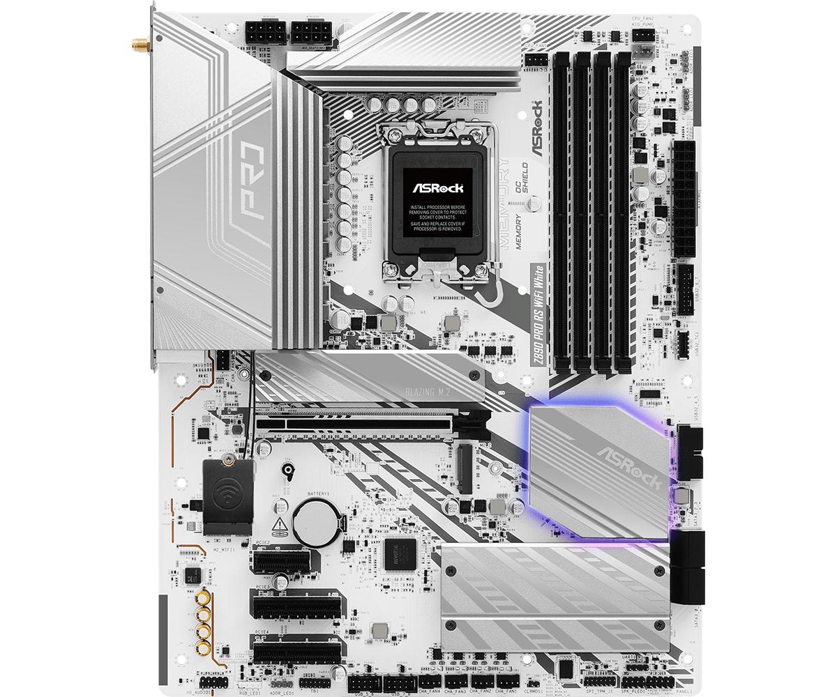 Asrock Z890 Pro Rs Wifi White Motherboard Atx Lga - 1851 Intel Z890