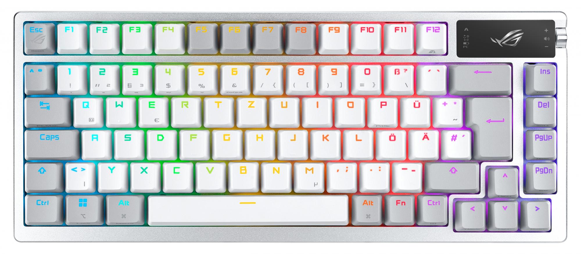Asus   Rog   Azoth   Moonlight   White   75    Wireless   Diy   Custom   Rgb   Gaming   Keyboard    Nx   Red   Switches    Oled   Display    Pbt   Tastatur   Geekd   Dk